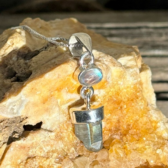 Aqua Aura Quartz & Moonstone Necklace - Picture 9 of 16